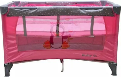 Patut pentru copii Baby Care PRO FMG Roz 120x60 cm, Pliabil, 2 Niveluri de inaltime, Cu geanta transport inclusa, Plasa insecte