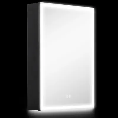 HOMCOM Dulap cu Oglindă pentru Baie cu Lumini LED și Priză pentru Aparat de Ras, Dulap Suspendat cu Funcție Anti-Ceață, Reglare Luminozitate, 3 Culori, Negru | Aosom Romania