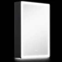 HOMCOM Dulap cu Oglindă pentru Baie cu Lumini LED și Priză pentru Aparat de Ras, Dulap Suspendat cu Funcție Anti-Ceață, Reglare Luminozitate, 3 Culori, Negru | Aosom Romania