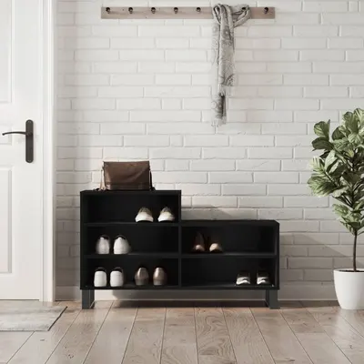 Gossi pantofar, negru, 102x36x60 cm, lemn compozit