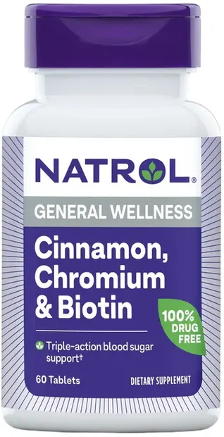 Cinnamon Chromium & Biotin, 60 tablete, Natrol