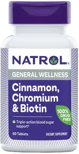Cinnamon Chromium & Biotin, 60 tablete, Natrol