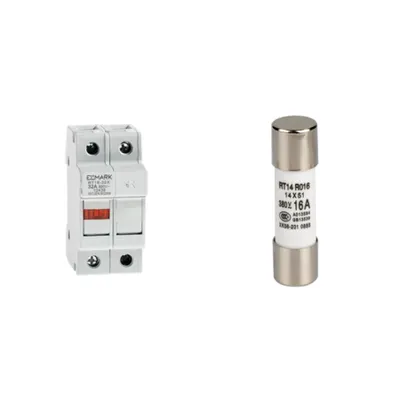 Pachet de Protectie Esentiala pentru Circuite Monofazate cu Neutru: Soclu Siguranta Fuzibila 14x51 1P+N 63A + Siguranta Fuzibila 14x51 40A