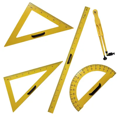 Set geometrie MAGNETIC, 5 piese, pentru table scolare, Faibo