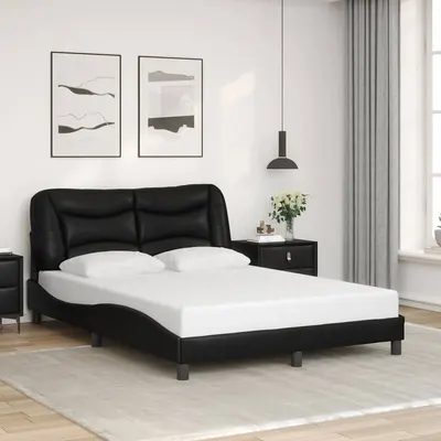vidaXL Cadru de pat fără saltea, Hvar, negru, 120x200 cm, piele ecologică