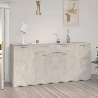 vidaXL Servantă, gri beton, 160x36x75 cm, lemn prelucrat