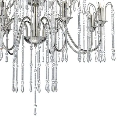 Lampa suspendata Daniella 12 Light Pendant Polished Nickel With Chrome Rods And Crystal Beads