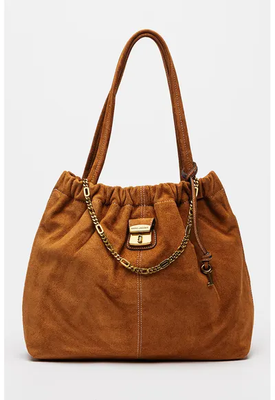Geanta tote din piele intoarsa Cristina - Caramel
