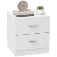 HOMCOM Masa de noapte cu 2 sertare mâner din aliaj de aluminiu stil contemporan 45 x 39,5 x 49 cm alb | Aosom Romania