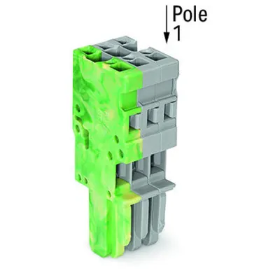 1-conductor female plug; 4 mm²; 2-pole; 4,00 mm²; green-yellow, gray