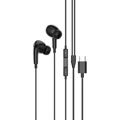 Căști cu Fir Type-C Hoco M101 Pro, Compatibile iPhone 15/16/17 si Android, Cablu 1.2M, Microfon, Negru Engros