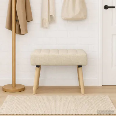 vidaXL Bancă cu tapițare canelată Crem 60 x 40 x 45 cm Țesătură