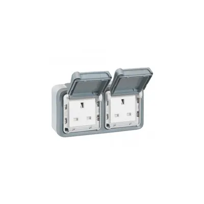 priza Plexo IP55 - BS - 13 A - 2x2P+E - surface mounting - gri