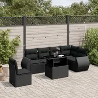 Gossi set canapele de gradina cu perne, 7 piese, negru, poliratan