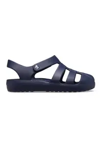 Sandale cu velcro si logo - Bleumarin