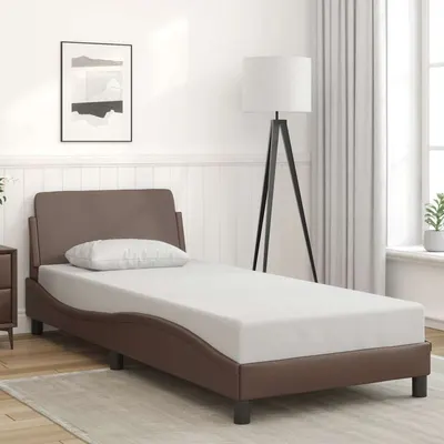 vidaXL Cadru de pat, Dover, maro, 90x200 cm, piele ecologică