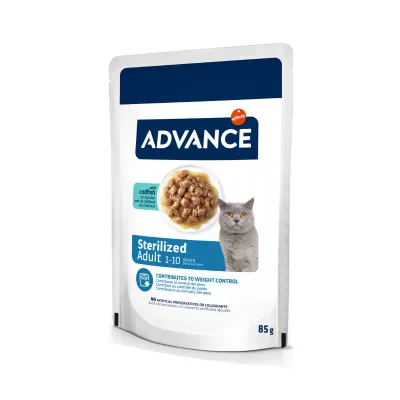 ADVANCE Sterilised, Cod, plic hrană umedă pisici sterilizate, (în sos), 85g