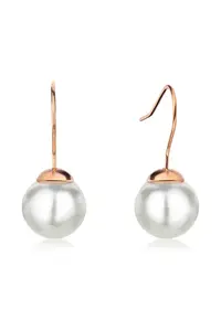 Cercei drop decorati cu perle shell - Alb/Auriu