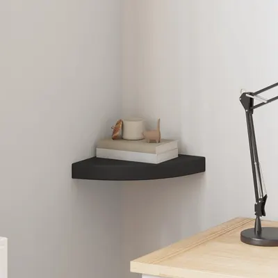 vidaXL Raft de colț suspendat, negru, 25x25x3,8 cm, MDF
