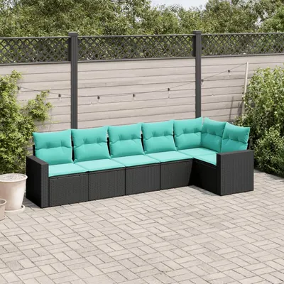 Gossi set canapele de gradina cu perne, 6 piese, negru, poliratan