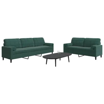 Gossi set canapele cu perne/rulouri, 2 piese, verde inchis, catifea