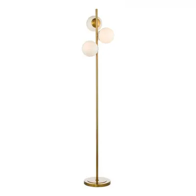 Lampadar de podeaBombazine 3 Light Floor Lamp Natural Brass Opal Glass