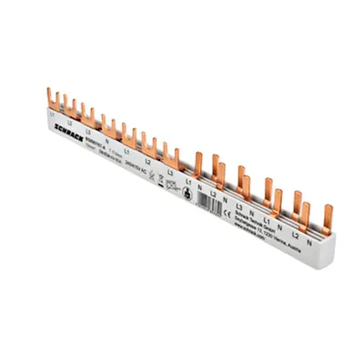 Busbar, 1xRCCB 4-pole, 1 MCB 3-pole, 5 MCB 1+N/1 MW, 12MW