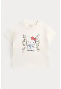 Tricou din bumbac cu design grafic - Alb fildes