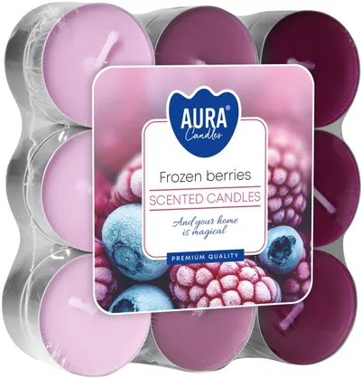 Lumânări parfumate de ceai Bispol Aura - Frozen Berries, 18 bucăți