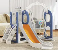 Spatiu de joaca pentru copii Nichiduta Garden Nickron 2 bluewhite, Leagan muzical cu masuta, tobogan, treptele de acces, balustrade laterale de sustinere, 150 x 170 x 110 cm