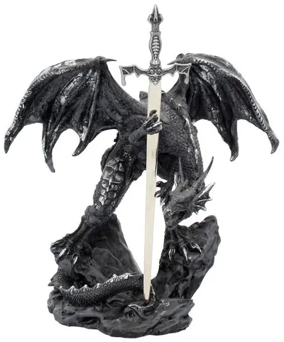 Cuțit pentru scrisori Nemesis Now Adult: Dragons - Black Dragon, 22 cm
