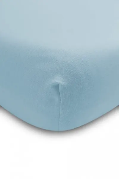 Cearsaf din bumbac Sensillo Jersey Deluxe Blue 120x60 cm cu elastic roata
