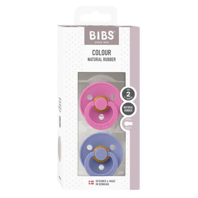 Set 2 suzete Bibs Colour Latex tetina rotunda 6 luni + Bubblegum Peri