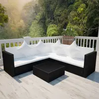 Gossi set mobilier de gradina cu perne, 4 piese, negru, poliratan