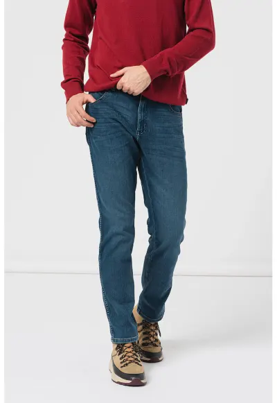 Blugi slim fit cu aspect decolorat Silkyway - Albastru inchis