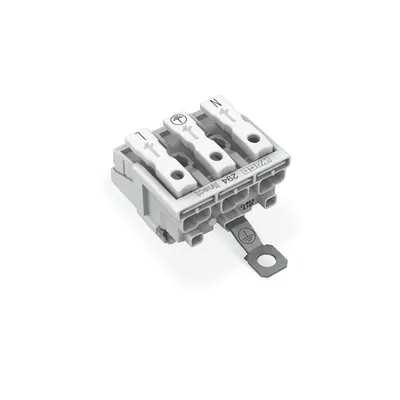 Lighting connector; push-button, external; for Linect®; with screw-type ground contact; 3-pole; Cod. A; Lighting side: for solid conductors; Inst. side: for all conductor types; max. 2.5 mm²; Surrounding air temperature: max 85°C (T85); 2,50 mm²; white