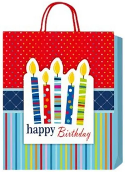 Pungă cadou 3D Happy Birthday - Lumânări, 26 х 32 х 10 cm
