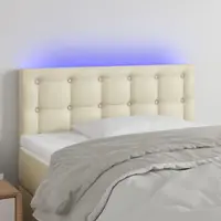 vidaXL Tăblie de pat cu LED, crem, 90x5x78/88 cm, piele ecologică