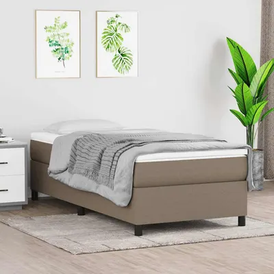 vidaXL Cadru de pat cu arcuri, gri taupe, 100x200 cm, textil