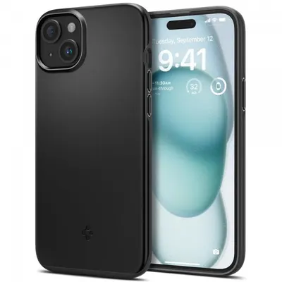 Husa pentru Apple iPhone 15, Spigen, Thin Fit, Neagra ACS06776