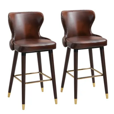 Set 2 scaune bar, stil industrial, 52x53x101cm, maro HOMCOM | Aosom Romania