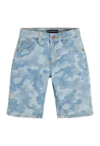 Pantaloni scurti din denim cu model camuflaj - Albastru deschis