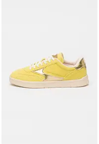 Pantofi sport low-cut cu garnituri din piele intoarsa - Auriu/Galben