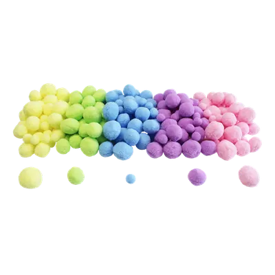 Set pom-pom în culori pastelate - 200 de piese