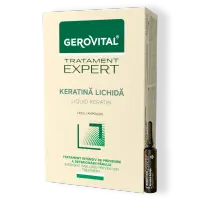 Fiole Cu Keratină - Tratament Intensiv Pentru Păr Deteriorat, Gerovital Tratament Expert, 10 Fiole X 10 Ml