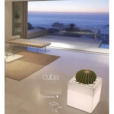 Ghiveci lampa de gradina cubic CUBA, 1 bec, dulie E27, Diametru 51cm,H105cm Alb