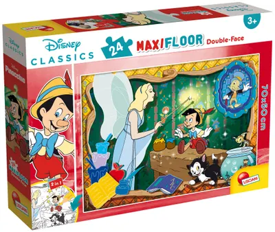 Puzzle cu două fețe Lisciani de colorat din 24 piese - Pinocchio