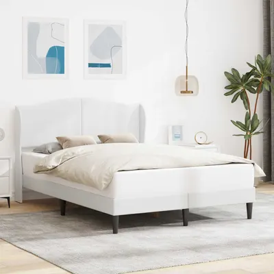 vidaXL Cadru de pat cu headboard Alb 160 x 200 cm Piele artificială