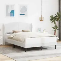 vidaXL Cadru de pat cu headboard Alb 160 x 200 cm Piele artificială