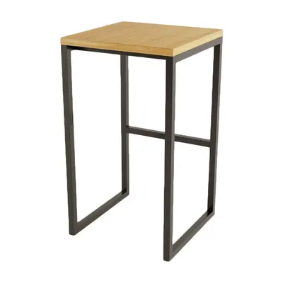 Scaun de bar negru/în culoare naturală cu aspect de lemn de stejar Frame – Woodman